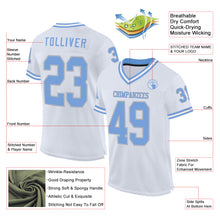 Load image into Gallery viewer, Custom White Light Blue-Gray Mesh Authentic Throwback Football Jersey