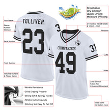 Load image into Gallery viewer, Custom White Black Mesh Authentic Throwback Football Jersey