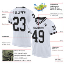 Load image into Gallery viewer, Custom White Black-Gray Mesh Authentic Throwback Football Jersey
