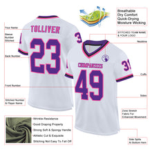 Load image into Gallery viewer, Custom White Purple Pink-Black Mesh Authentic Throwback Football Jersey