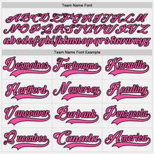 Load image into Gallery viewer, Custom White Pink-Black Hockey Lace Neck Jersey