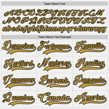 Load image into Gallery viewer, Custom White Old Gold-Black Hockey Lace Neck Jersey