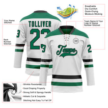 Load image into Gallery viewer, Custom White Kelly Green-Black Hockey Lace Neck Jersey