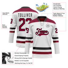 Load image into Gallery viewer, Custom White Maroon-Black Hockey Lace Neck Jersey