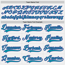 Load image into Gallery viewer, Custom White Teal-Purple Hockey Lace Neck Jersey
