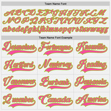 Load image into Gallery viewer, Custom White Pink-Neon Green Hockey Lace Neck Jersey