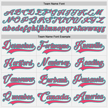 Load image into Gallery viewer, Custom White Neon Pink-Aqua Hockey Lace Neck Jersey