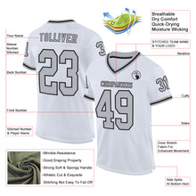 Load image into Gallery viewer, Custom White Gray-Black Mesh Authentic Throwback Football Jersey
