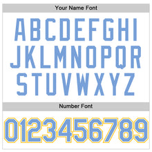 Load image into Gallery viewer, Custom White Light Blue-Gold Authentic Throwback Baseball Jersey