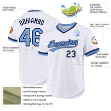 Load image into Gallery viewer, Custom White Light Blue-Navy Authentic Throwback Baseball Jersey