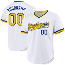 Load image into Gallery viewer, Custom White Gold-Royal Authentic Throwback Baseball Jersey