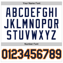 Load image into Gallery viewer, Custom White Navy Gold-Orange Authentic Throwback Baseball Jersey