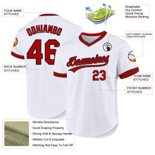 Load image into Gallery viewer, Custom White Red-Black Authentic Throwback Baseball Jersey