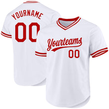 Load image into Gallery viewer, Custom White Red Authentic Throwback Baseball Jersey