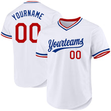 Load image into Gallery viewer, Custom White Red-Royal Authentic Throwback Baseball Jersey