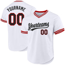 Load image into Gallery viewer, Custom White Black Red-Gray Authentic Throwback Baseball Jersey
