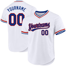 Load image into Gallery viewer, Custom White Royal-Red Authentic Throwback Baseball Jersey