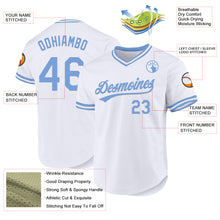 Load image into Gallery viewer, Custom White Light Blue Authentic Throwback Baseball Jersey