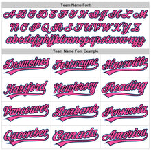 Load image into Gallery viewer, Custom White Light Blue Black-Pink Authentic Throwback Baseball Jersey