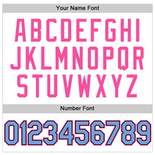 Load image into Gallery viewer, Custom White Light Blue Black-Pink Authentic Throwback Baseball Jersey