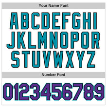 Load image into Gallery viewer, Custom White Purple Black-Teal Authentic Throwback Baseball Jersey