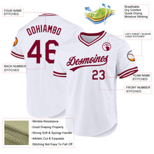 Load image into Gallery viewer, Custom White Maroon Authentic Throwback Baseball Jersey