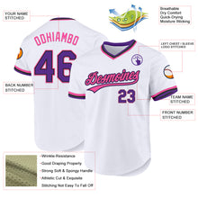 Load image into Gallery viewer, Custom White Purple Black-Pink Authentic Throwback Baseball Jersey