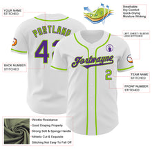 Load image into Gallery viewer, Custom White Purple-Neon Green Authentic Baseball Jersey