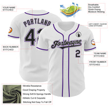 Load image into Gallery viewer, Custom White Black-Purple Authentic Baseball Jersey