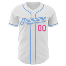 Load image into Gallery viewer, Custom White Light Blue-Pink Authentic Baseball Jersey