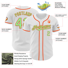 Load image into Gallery viewer, Custom White Pea Green-Orange Authentic Baseball Jersey