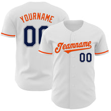 Load image into Gallery viewer, Custom White Navy Gray-Orange Authentic Baseball Jersey