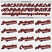 Load image into Gallery viewer, Custom White Orange Pinstripe Navy Authentic Baseball Jersey