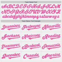 Load image into Gallery viewer, Custom White Navy Pinstripe Pink Authentic Baseball Jersey