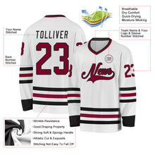 Load image into Gallery viewer, Custom White Maroon-Black Hockey Jersey