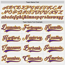 Load image into Gallery viewer, Custom White Purple-Gold Hockey Jersey