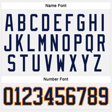 Load image into Gallery viewer, Custom White Navy Gold-Orange Hockey Jersey