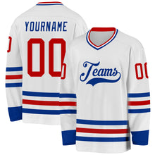 Load image into Gallery viewer, Custom White Red-Royal Hockey Jersey