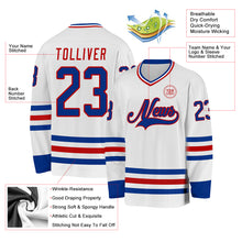 Load image into Gallery viewer, Custom White Royal-Red Hockey Jersey