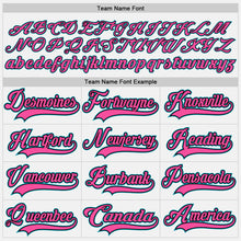 Load image into Gallery viewer, Custom White Teal Black-Pink Hockey Jersey