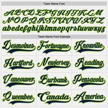 Load image into Gallery viewer, Custom White Navy-Neon Green Hockey Jersey