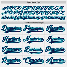 Load image into Gallery viewer, Custom White Navy-Teal Hockey Jersey