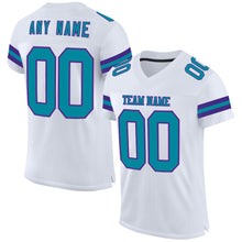 Load image into Gallery viewer, Custom White Teal-Purple Mesh Authentic Football Jersey