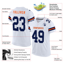 Load image into Gallery viewer, Custom White Navy Gray-Orange Mesh Authentic Football Jersey