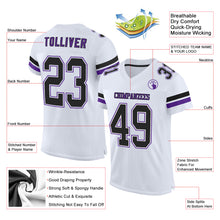 Load image into Gallery viewer, Custom White Black-Purple Mesh Authentic Football Jersey