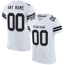 Load image into Gallery viewer, Custom White Black Mesh Authentic Football Jersey