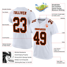 Load image into Gallery viewer, Custom White Brown-Orange Mesh Authentic Football Jersey