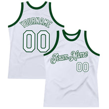 Load image into Gallery viewer, Custom White Green Authentic Throwback Basketball Jersey