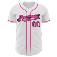 Load image into Gallery viewer, Custom White Pink-Black Authentic Baseball Jersey