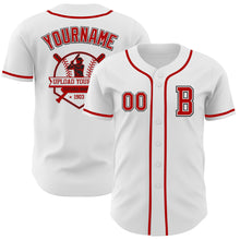 Load image into Gallery viewer, Custom White Red-Black Authentic Baseball Jersey